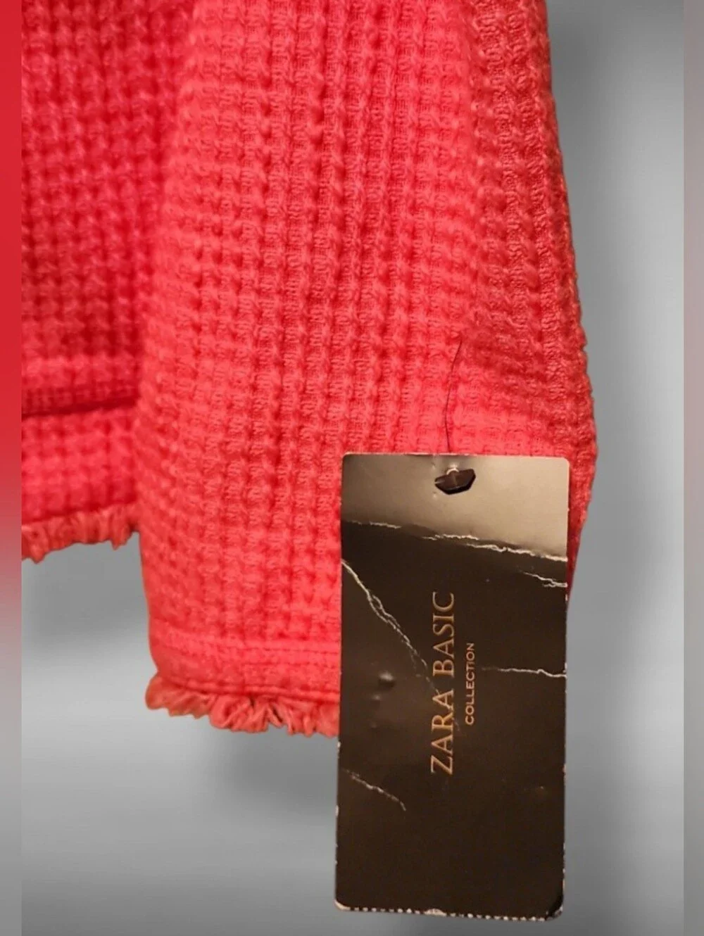 Zara Basic Tweed Frayed Edge Cropped Jacket/Blazer